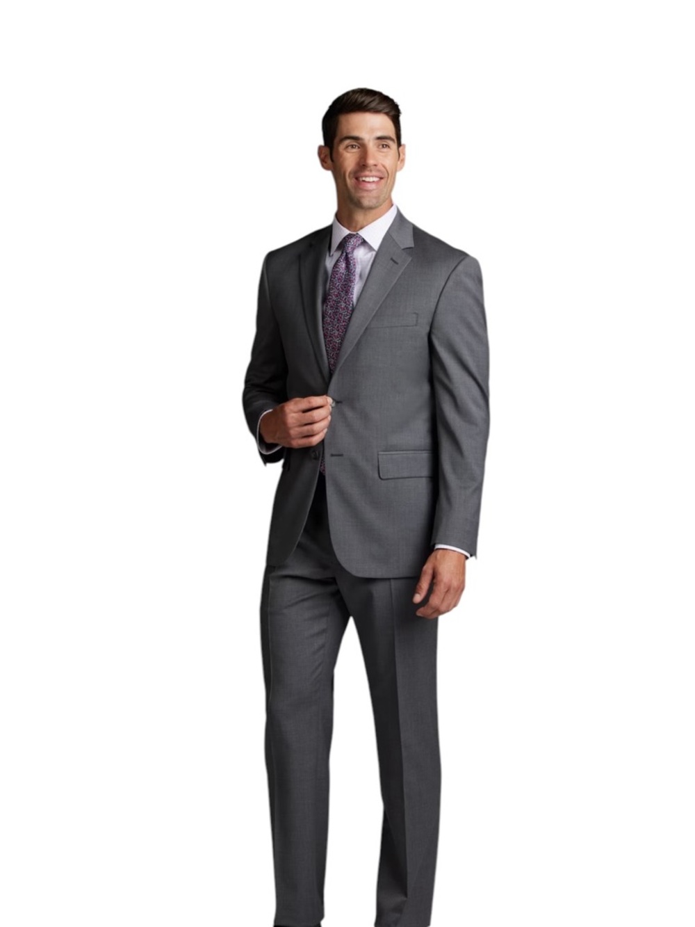 Jos. A. Bank Traveler Men's Gray Two-Piece Wool Suit 42 S